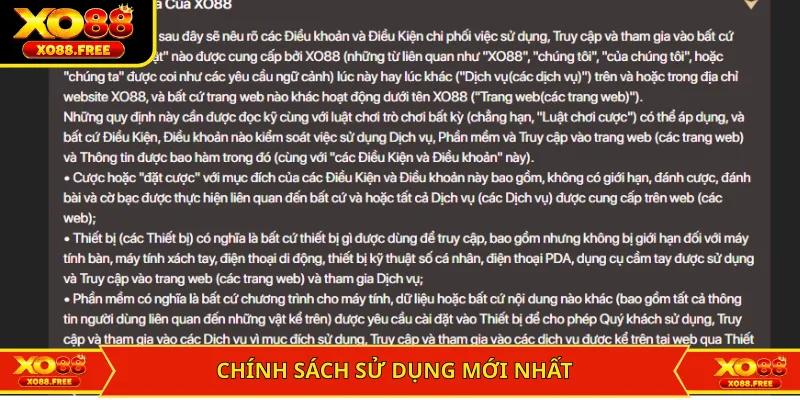 Chính sách sử dụng mới nhất