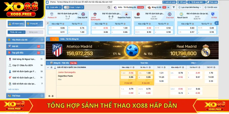 Tổng hợp sảnh thể thao XO88 hấp dẫn